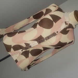 Designed blouse with pink brown and ivory